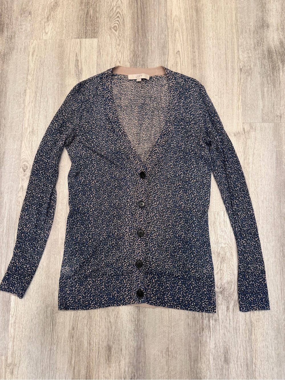 LOFT Leopard Print Lightweight Cardigan Size Small Button Front